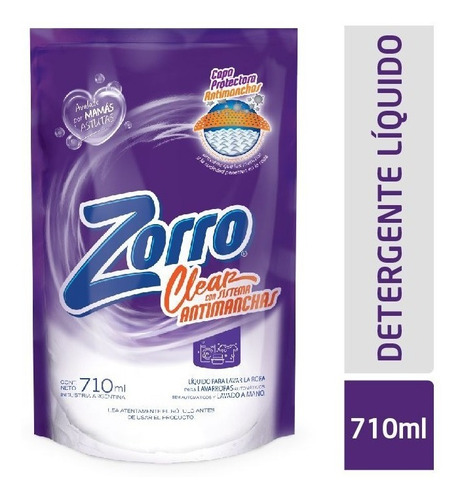 Detergente Líquido Zorro Clear Dp 710ml
