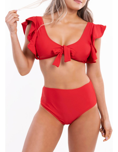 Bikini Tiro Alto Nudo Vuelos Rojo