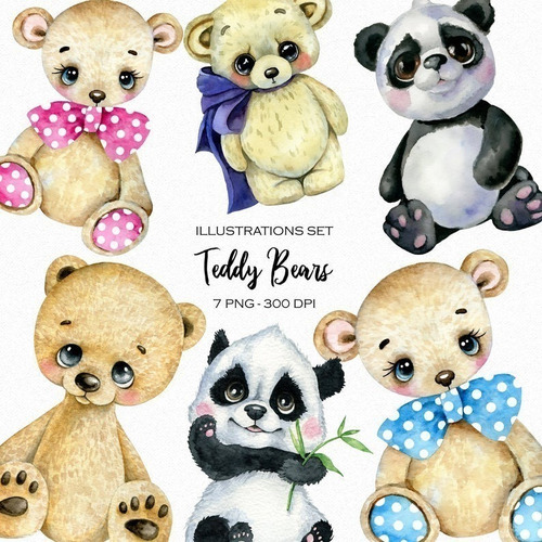 Cliparts Png Osos Ositos Panda Panditas Bb18 Kit Imprimible