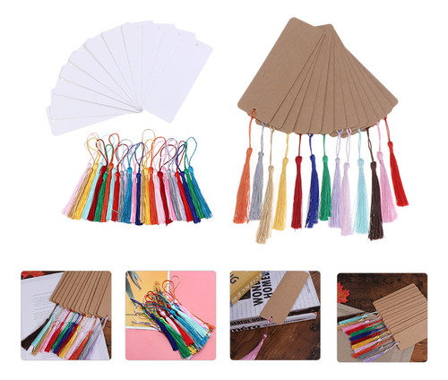 Marcadores Kraft Tags De Papel En Blanco Con Borlas, 2 Juego