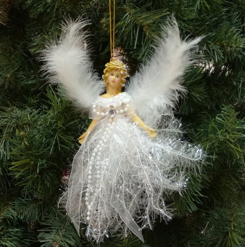 Colgante Navideño Duradero Con Forma De Ángel Con Plumas Par