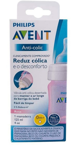 Imagem 1 de 3 de Mamadeira Anti-colic Rosa 125ml
