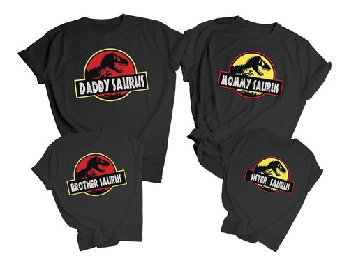 4 Poleras Moda Jurassic Parck Regalo Familia Dinosaurios