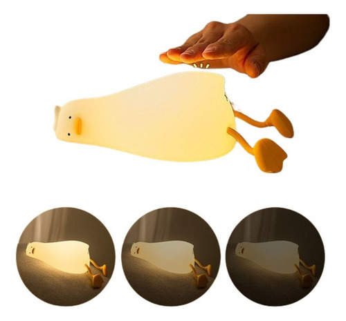 Luz Nocturna Led De Silicona Lay Flat Flip Duck De Regalo