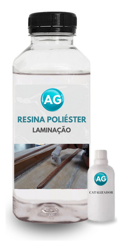 Resina Poliester Laminação Com Catalisador 1kg Transparente