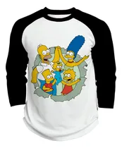 Comprar Playera Raglan 3\u002F4 Serie Los Simpson Bart Homero Lisa #1032