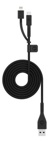 Cable Dual Mophie Lightning Micro Usb A Usb 1.2 Mt Negro