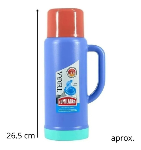 Termo Lumilagro Terra de vidrio 0.65L celeste