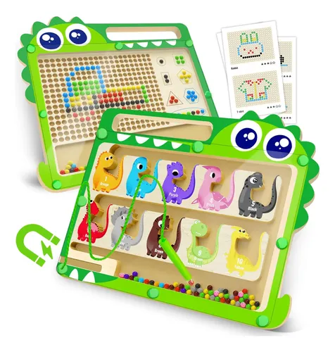 Laberinto Magnético De Dinosaurios Para Niños – Juguete Educativo De Madera Con Imán, Clasificación De Colores Y Números, De 3 A 5 Años