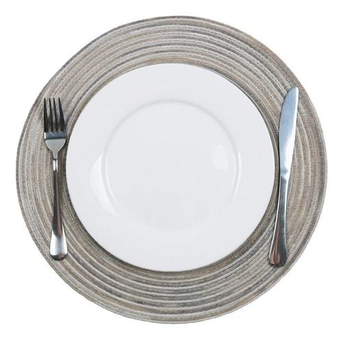 6pcs Mantel Individual Tejido Redondo Para Mesa De Comedor