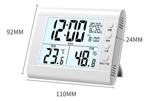 Reloj Despertador Digital Higrómetro Termómetro Reloj De