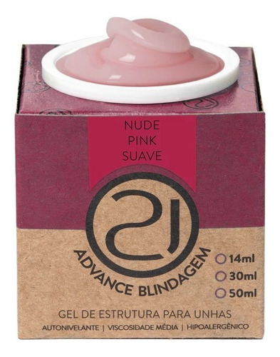 Gel Nails 21 Ecoline Advance Blindagem Nude Pink Suave 30ml