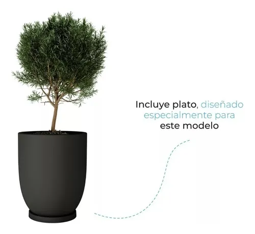 Maceta Plástica Grande Rotomoldeada Copa N 40 Moderna Amalfi Color Negro