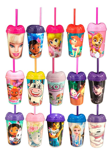 Vaso Pitillo Sorpresa Piñata Regalo Fiesta Motivos Niña X12 