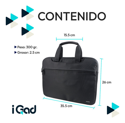 Maletin Para Laptop Huawei 14 In Resistente Al Agua Diseño Ergonómico Ligera Y Segura Bolsillos Multiusos Ideal Para Viajes Color Gris