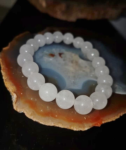 Imagem 2 de 6 de Pedras - Pulseira Unissex, Pedras Jade Branco 8mm, Cód332p9