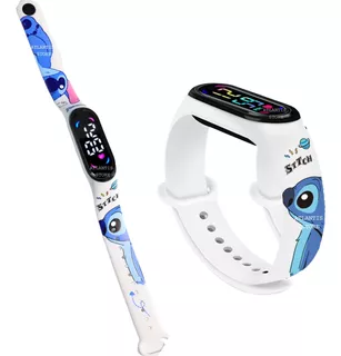 Relógio Digital Infantil Tipo Smart Mi Band Lilo E Stitch