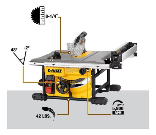 Sierra De Mesa Portatil Compacta De 8-1/4'' Dewalt Dwe7485
