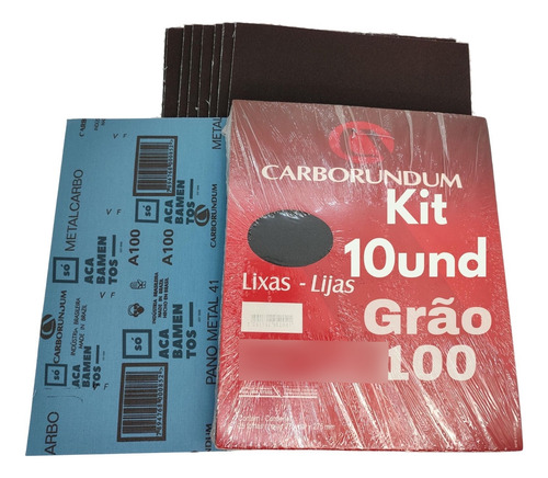 Kit Com 10 Folhas De Lixa Ferro Metal Aço Ferrugem Car41