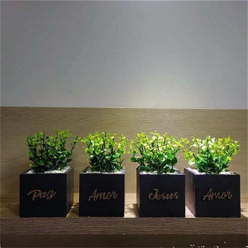 Vasos Decorativo Com Planta Artificial Frase Decoração