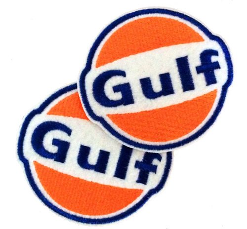 Gulf Gasolina Parche Bordado Autos Lubricante 2 Pzas 9 Cm 