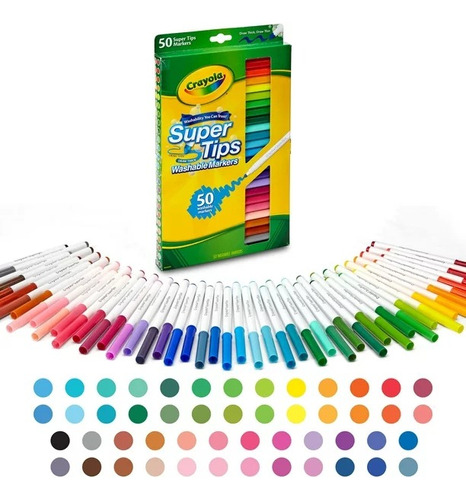Crayola Supertips Marcadores Lavables Con 50 Colores Edad 3+
