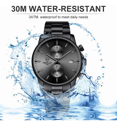 Reloj Cronógrafo De Cuarzo De Acero Inoxidable Para Hombre Fondo Black/gray