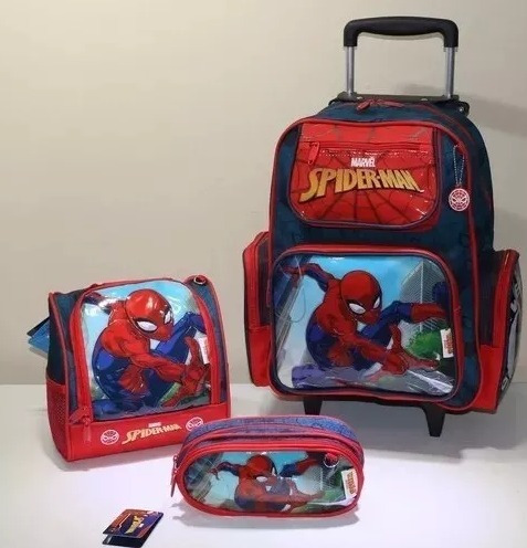 Kit Mochila Escolar Infantil Homem Aranha Lancheira E Estoj