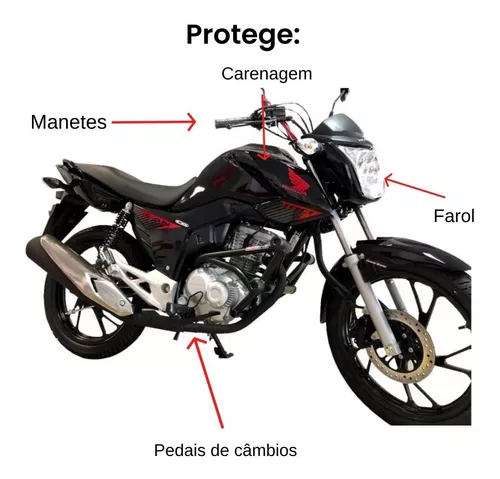 Protetor motor street cage titan fan cargo 160 preto brilho em