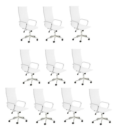 Conjunto 10 Cadeiras De Escritório Presidente Giratória Wt