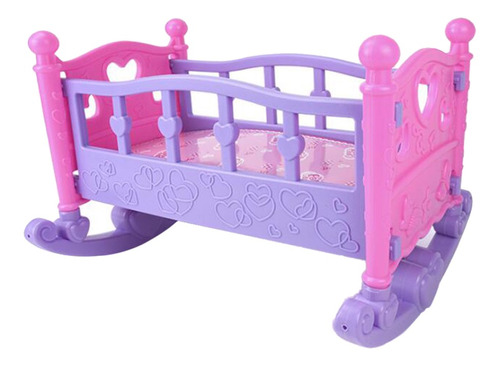 1 Muñeca Bebé Cama Mecedora Cuna De Juguete Rosa