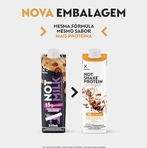 Bebida Not Shake Protein Café Caramelo 250ml - Kit Com 6