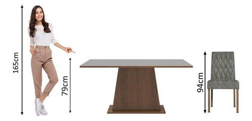 Juego de Comedor con Mesa y 6 sillas Madesa Britney Color Marrón/Gris 02