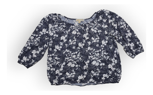 Blusa Michael Kors De Mujer Talla Grande Azul Flores Blancas