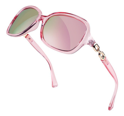 Lentes De Sol Feisedy Vintage Polarizados Uv400 Para Mujer Armazón Rosa Diseño Espejo