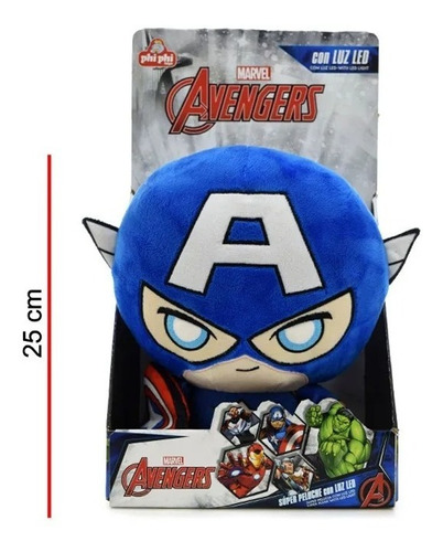Peluche Capitán América 25 Cm Con Luz -phiphi Toys-