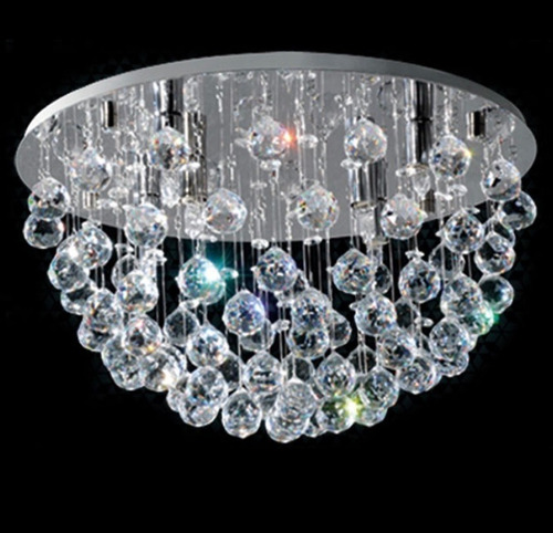 Plafon Media Esfera 8 Luces Cairel Cristal Cromado Magnalum