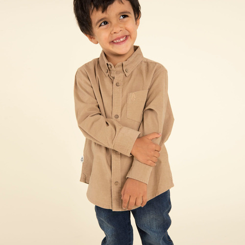 Camisa Hush Puppies Kids Bw22-shi/cotele Camel Para Niño