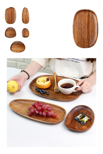 Bandeja De Servir De Madera Rústica Hecha A Mano Con Decorac