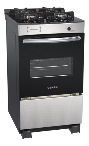 Fogao 4 Bocas Venax Picasso Vitreo Inox Gas Glp