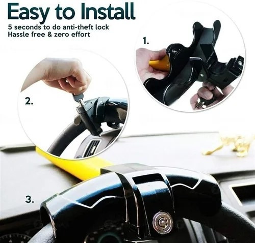 Traba Volantes Anti Robo Seguridad Auto Modo T Con 2 Llave