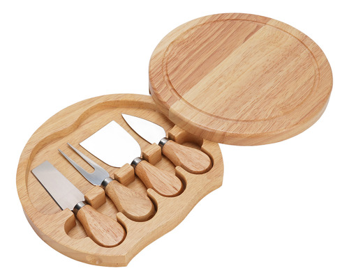 Set De Tablas Para Quesos Y Bandeja De Madera De Caucho