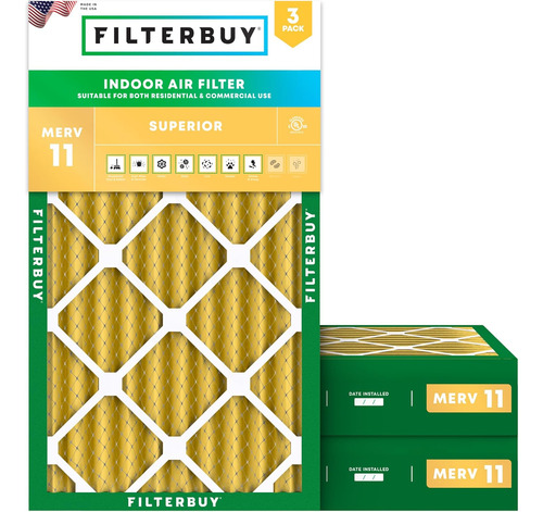 14x28x4 Air Filter Merv 11 Allergen Defense (3-pack), Pleate