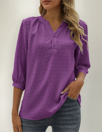 R Blusa Casual Con Botones De Gasa Para Mujer 0162