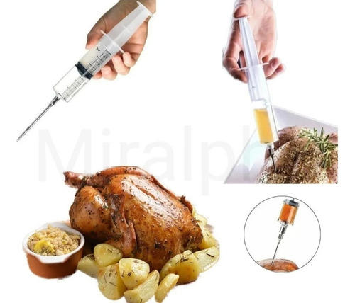 Imagem 3 de 5 de Seringa De Temperos Inox Para Carnes Com Agulha