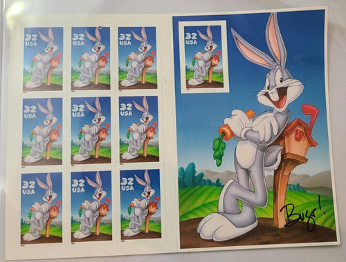 Hoja  Estampillas Comics Bugs Bunny 1997