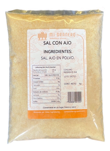 Sal Con Ajo A Granel  1 Kilogramo