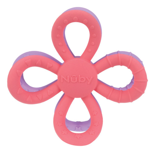 Mordedor para bebé Nuby 6950-LILA/ROSA con forma de flor de silicona color lila rosa x 1u