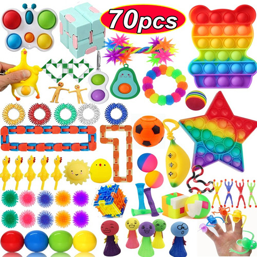 Kit De Caja Barata De 70 Piezas Figet Mystery Pop It Toys