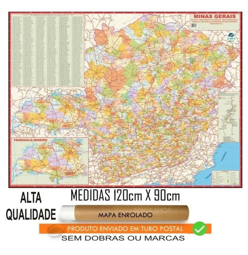 Mapa Estado De Minas Gerais Enrolado  120 Cm Frete R$ 20,00